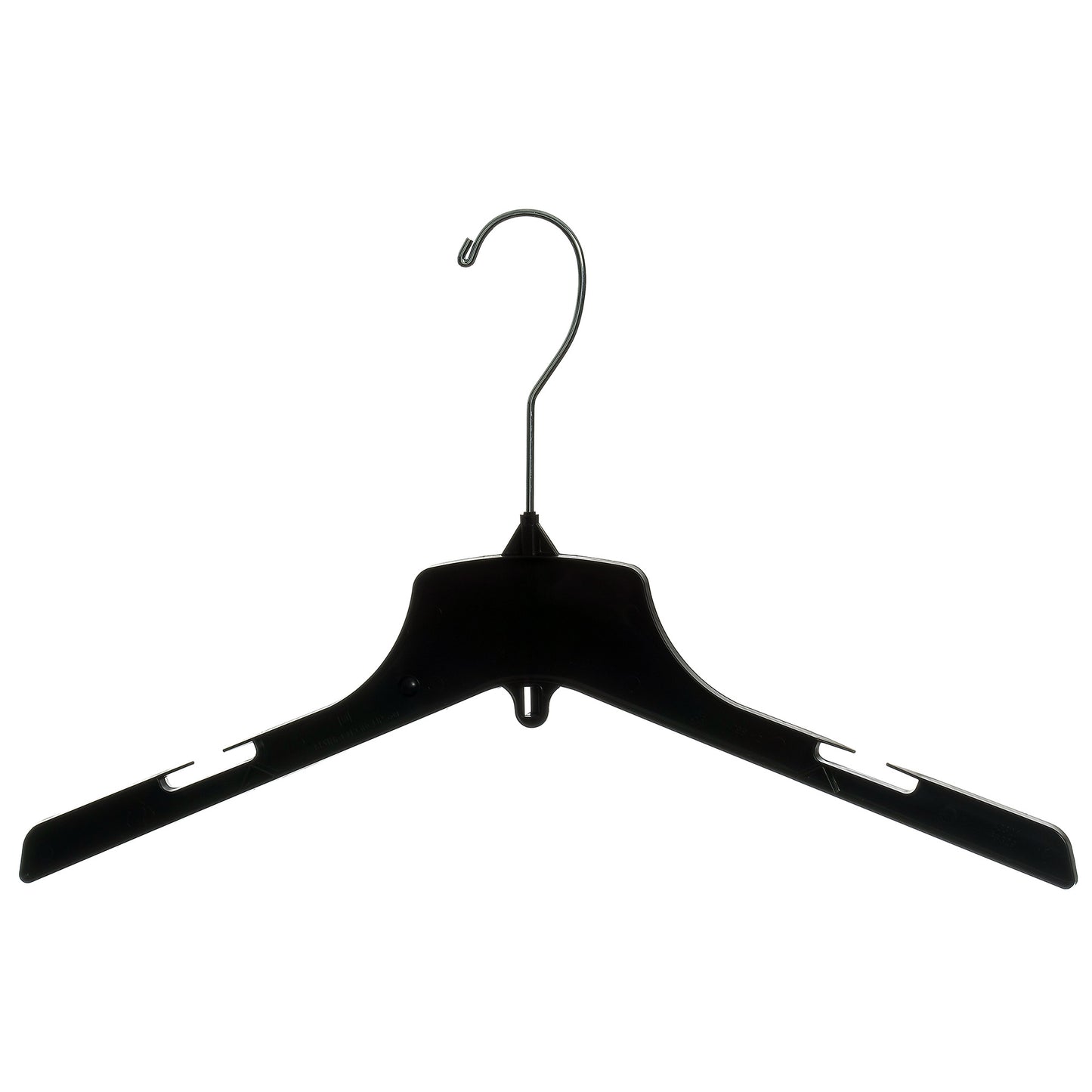 17" Heavy Duty Black Plastic, Jacket Coat Outerwear Hangers, with long turnable metal hook (Mainetti 3329)