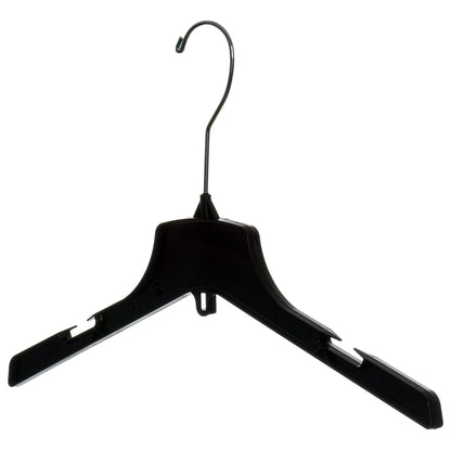 17" Heavy Duty Black Plastic, Jacket Coat Outerwear Hangers, with long turnable metal hook (Mainetti 3329)