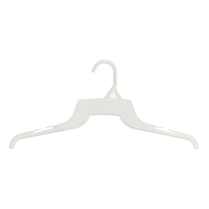 16" White all Plastic, Shirt Top Dress Hangers, with notches for straps (Mainetti 340)