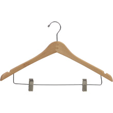 17" Contoured Wooden Suit Hanger with Metal Clips