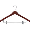 17" Contoured Wooden Suit Hanger with Metal Clips