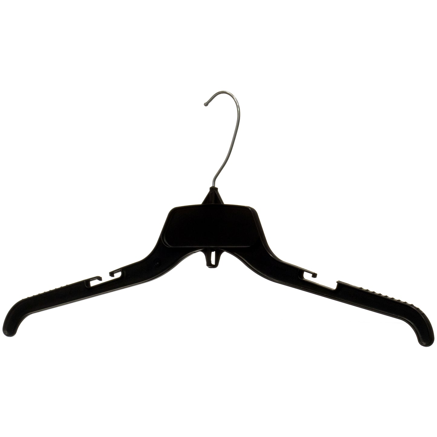 479 Recycle IBeam, 19" Black Plastic, Shirt Top Dress Hangers, with metal hook and notches for straps