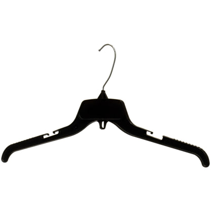479 Recycle IBeam, 19" Black Plastic, Shirt Top Dress Hangers, with metal hook and notches for straps