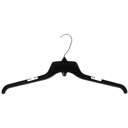 479 Recycle IBeam, 19" Black Plastic, Shirt Top Dress Hangers, with metal hook and notches for straps