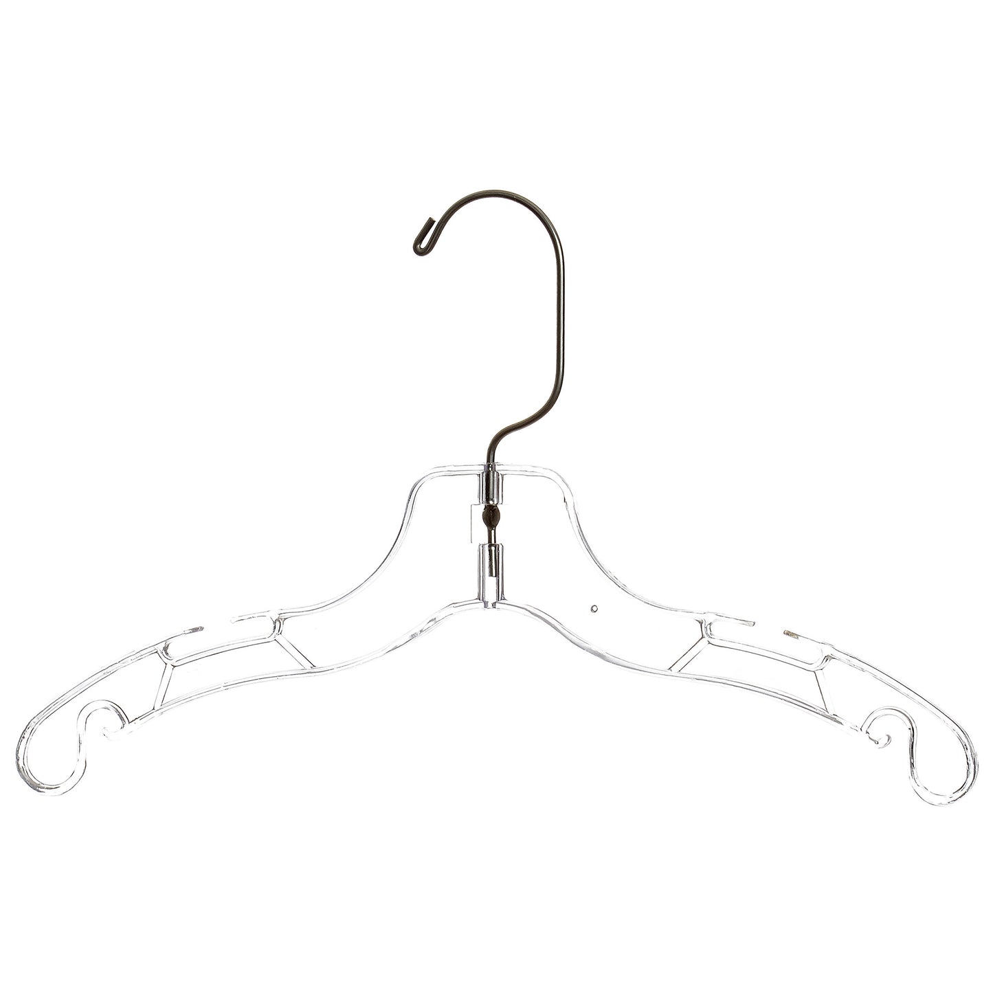 Mainetti 5075, 12" Clear Plastic, Children's Shirt Top Dress Hangers, with 360 swivel metal hook and notches for straps