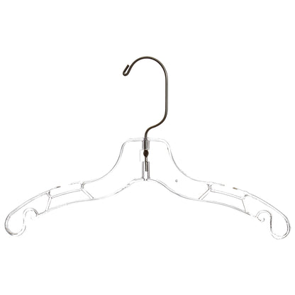 Mainetti 5075, 12" Clear Plastic, Children's Shirt Top Dress Hangers, with 360 swivel metal hook and notches for straps