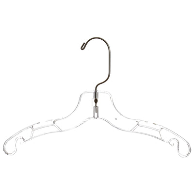 12 Clear Plastic Children's Shirt Hanger with Chrome Hook - 100/Pack