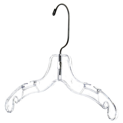 12 Clear Plastic Children's Shirt Hanger with Chrome Hook - 100/Pack