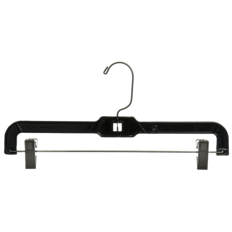 Mainetti - 5131SBR10 5131 Black Plastic Hangers with 360 Swivel Metal Hook and Sturdy Metal Clips, Great for Pants/Skirts/Slacks/Bottoms, 14 inch