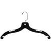 Mainetti 5400, 17" Black Plastic, Shirt Top Dress Hangers, with 360 swivel metal hook and notches for straps