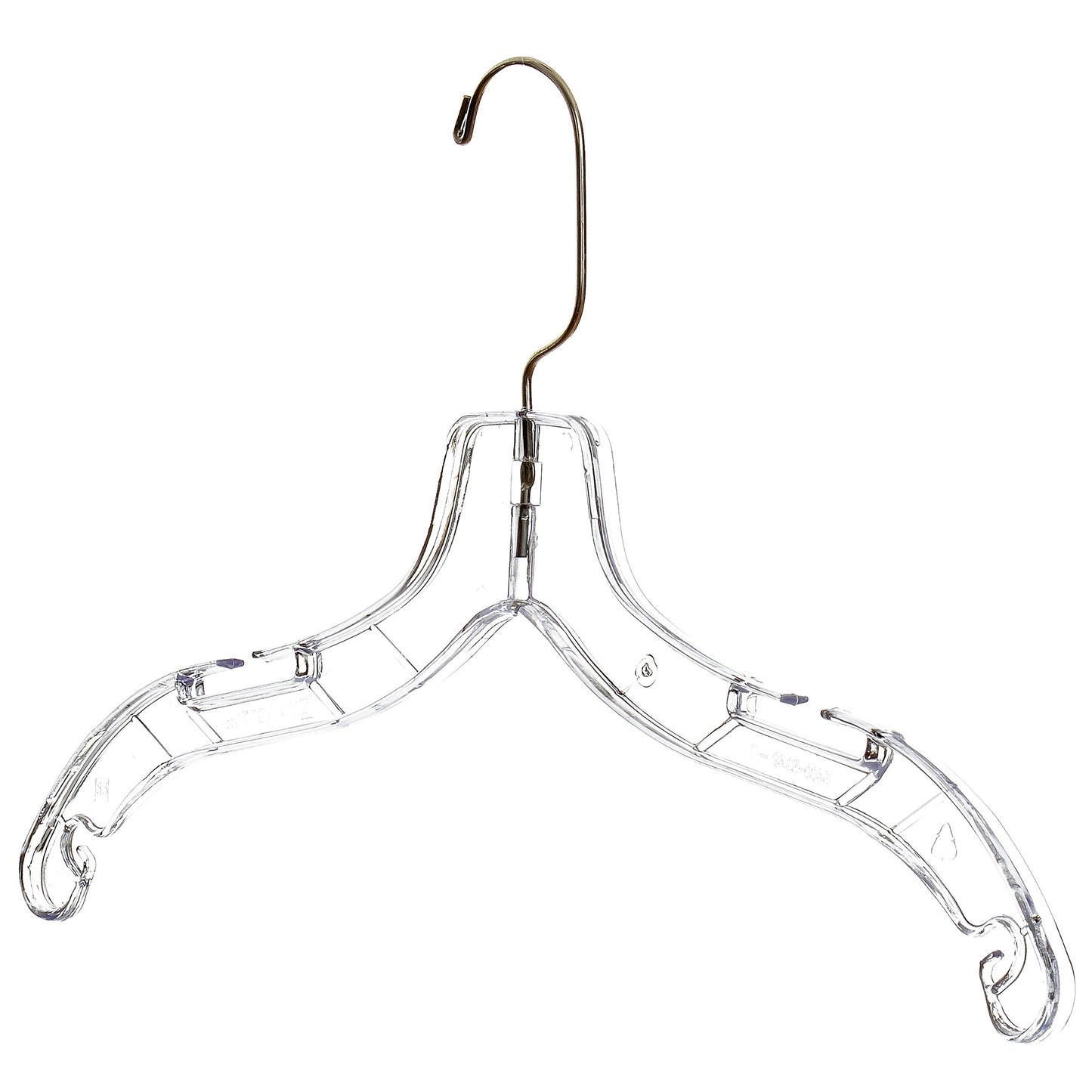 17" Clear Plastic Shirt-Top Dress Hangers, 360° Swivel Metal Hook, Notches For Straps (Mainetti 5400)