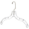 Mainetti 5400, 17" Clear Plastic, Shirt Top Dress Hangers, with 360 swivel metal hook and notches for straps
