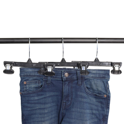 Mainetti 6010, 10 Black Plastic, Pant Skirt Slack Bottom Hangers