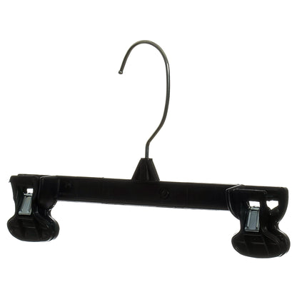 Mainetti 6010, 10" Black Plastic, Pant Skirt Slack Bottom Hangers, with turnable metal hook, sturdy plastic non-slip clips