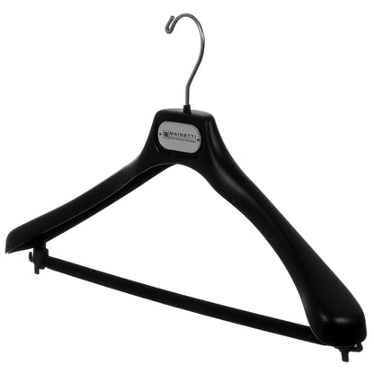 17" Black Plastic Suit Hanger with Flocked Bar (Mainetti AT42)