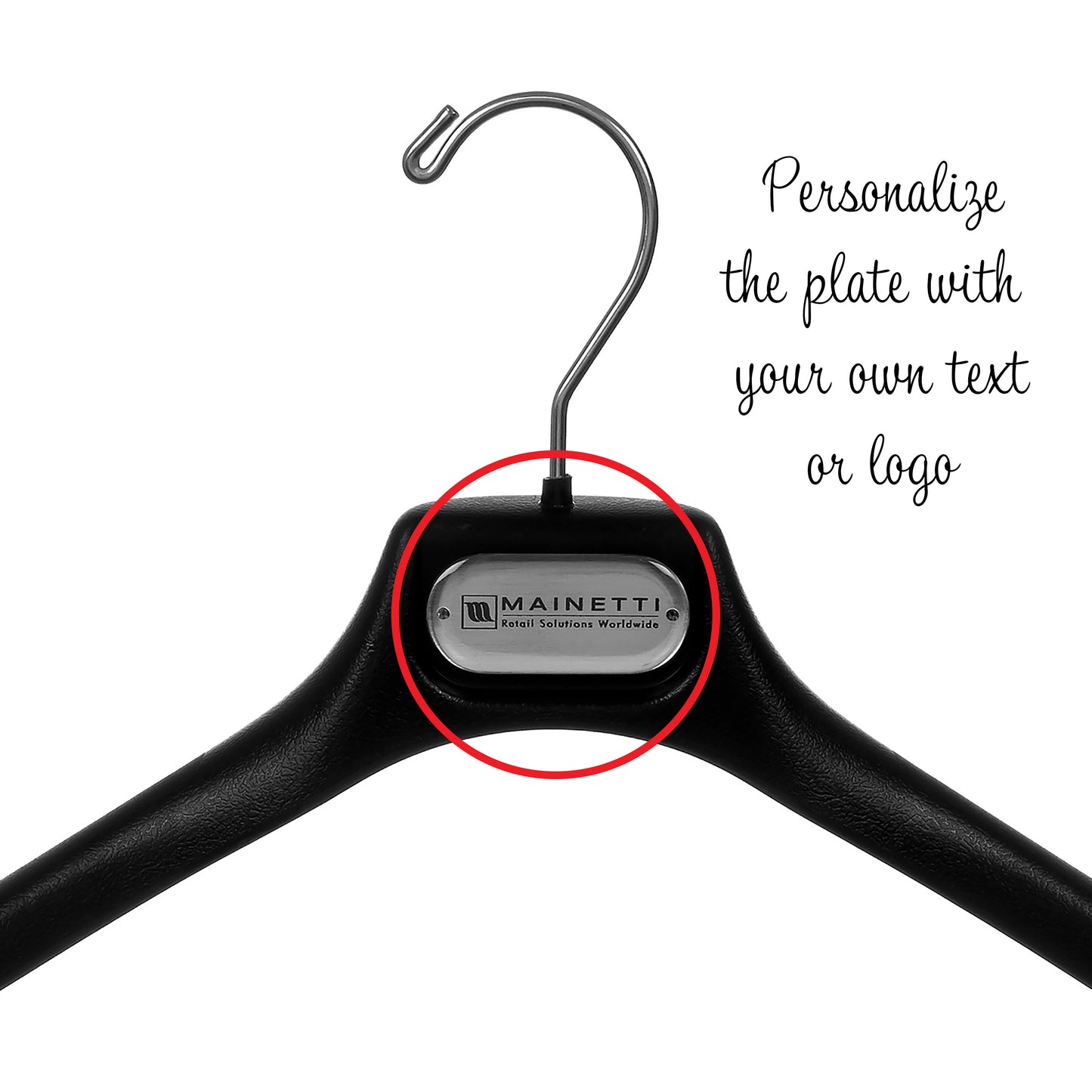 17" Black Plastic Suit Hanger with Flocked Bar (Mainetti AT42)