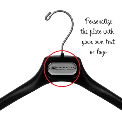 17" Black Plastic Suit Hanger with Flocked Bar (Mainetti AT42)