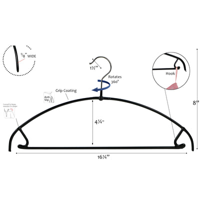 Metal Non-Slip - 16 1/4" Ultra Lite Euro Top and Bottom Hanger