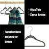 11.75" Grey Flocked/Velvet Ultra-Thin Top and Bottom Hangers