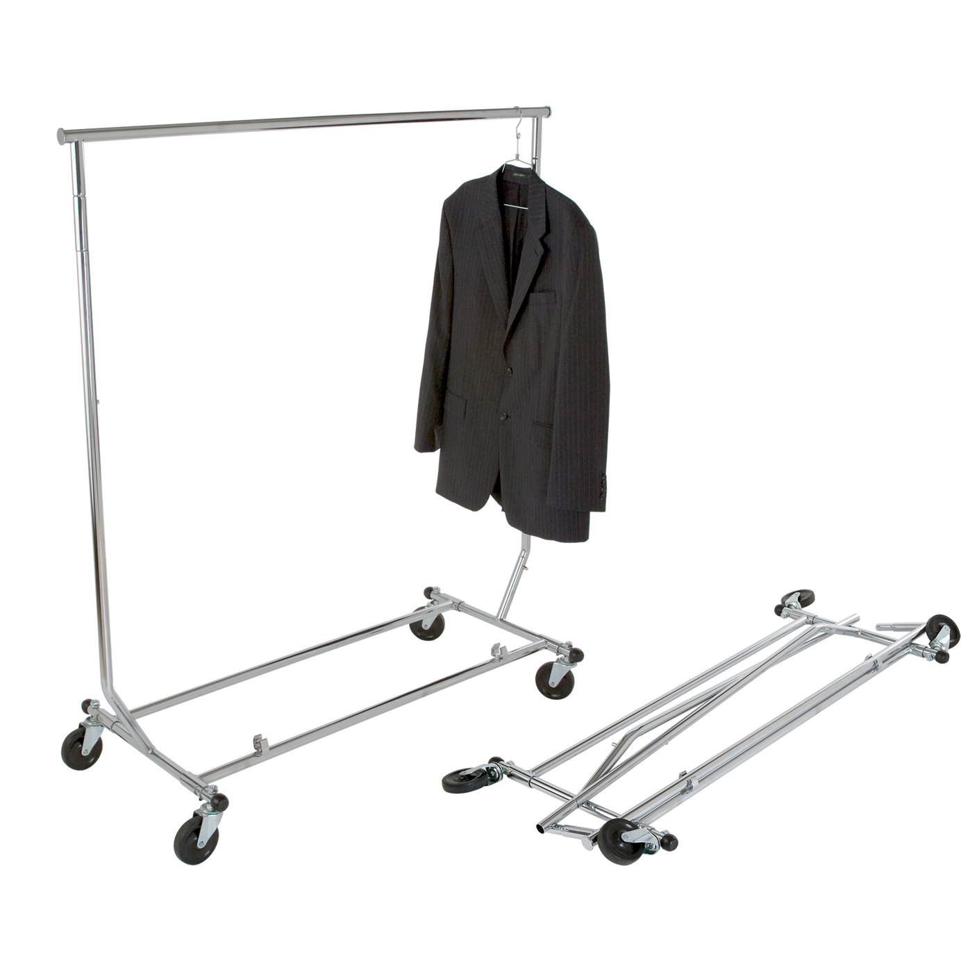 Heavy Duty Salesman's Rack - Collapsible Garment Rack - Round Tubing